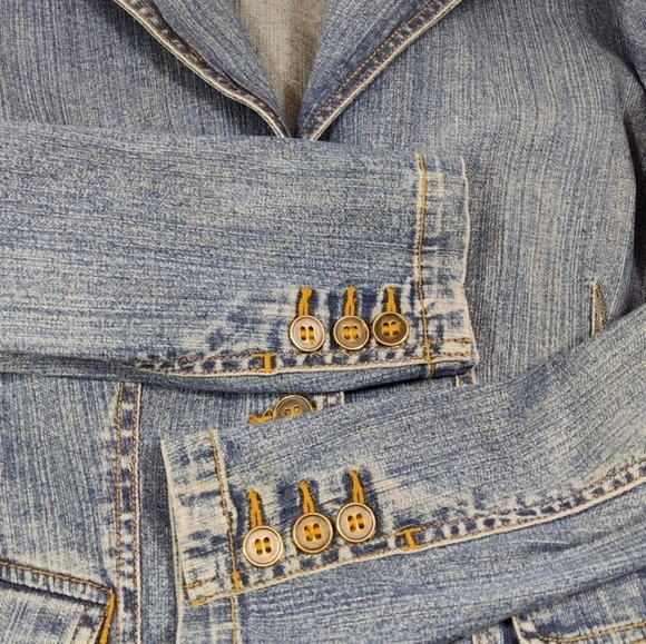 St John's Bay Petite Stretch women's blue jeans jacket Size:S/P - Picture 6 of 8